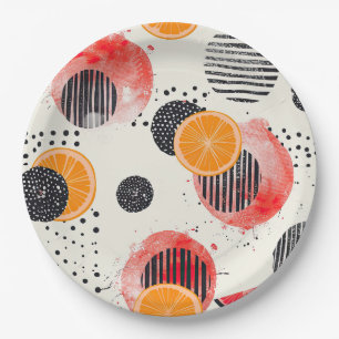 Bold Citrus Slice Stripes (6) Paper Plate