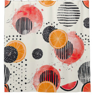 Bold Citrus Slice Stripes (6) Shower Curtain