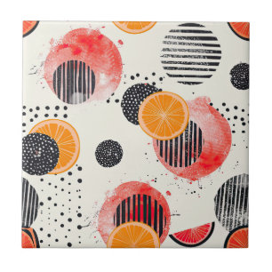 Bold Citrus Slice Stripes (6) Tile
