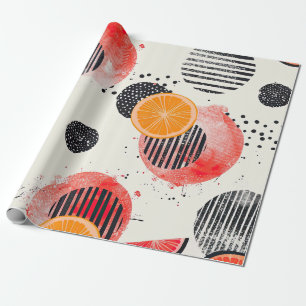 Bold Citrus Slice Stripes (6) Wrapping Paper