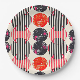 Bold Citrus Slice Stripes (7) Paper Plate