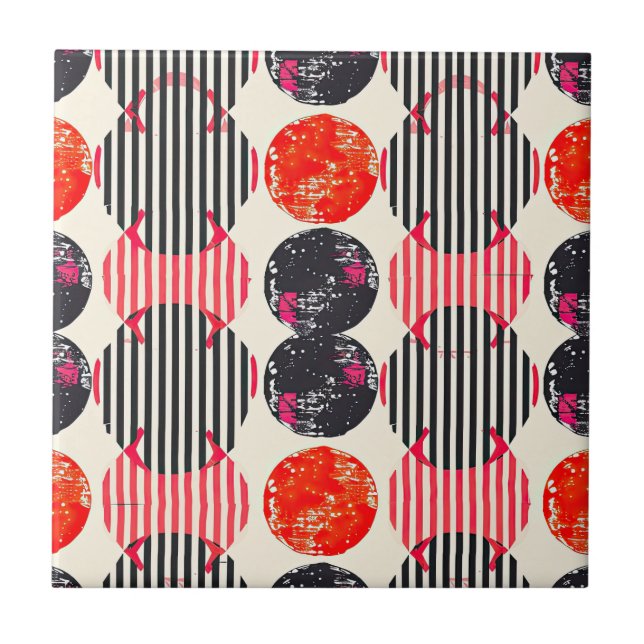Bold Citrus Slice Stripes (7) Tile (Front)