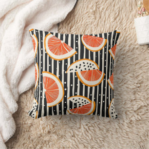 Bold Citrus Slice Stripes (8) Cushion