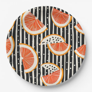Bold Citrus Slice Stripes (8) Paper Plate