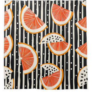Bold Citrus Slice Stripes (8) Shower Curtain
