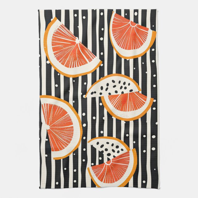 Bold Citrus Slice Stripes (8) Tea Towel (Vertical)