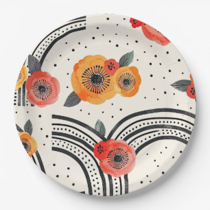 Bold Citrus Slice Stripes (9) Paper Plate