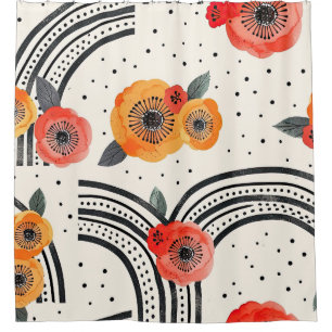 Bold Citrus Slice Stripes (9) Shower Curtain