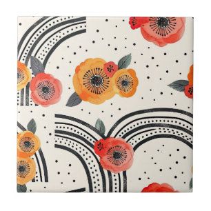 Bold Citrus Slice Stripes (9) Tile