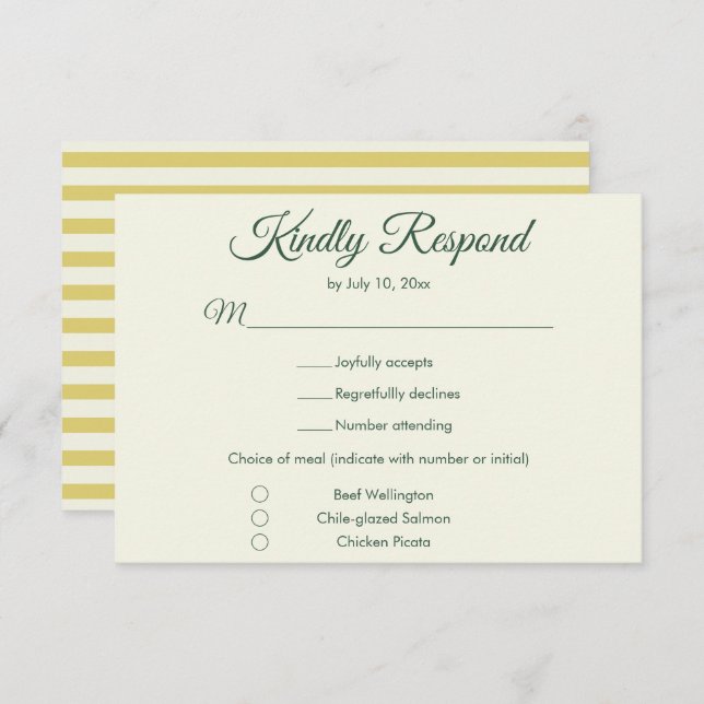 Bold Citrus Yellow Green Elegant Chic Wedding RSVP Card (Front/Back)