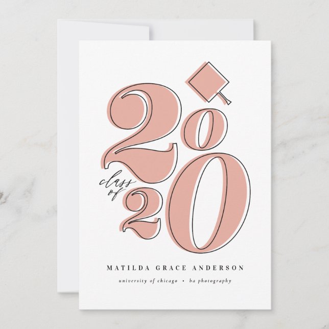 Bold class of 2020 graduation photo announcement (Front)