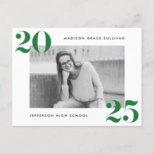 Bold Class of 2024 Green Photo Graduation Party Invitation Postcard