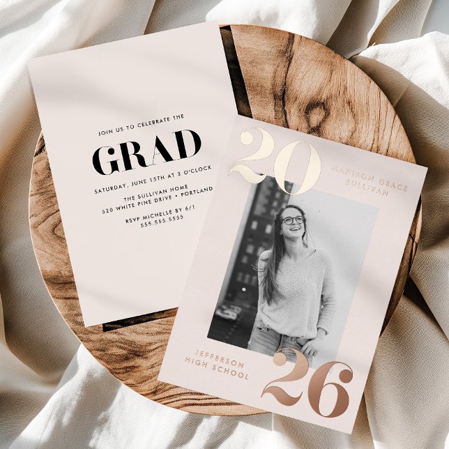 Bold Class of 2025 Cream Photo Graduation (Creator Uploaded)