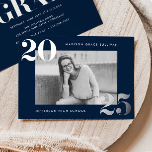 Bold Class of 2025 Navy Photo Graduation