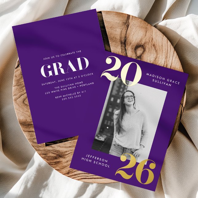 Bold Class of 2025 Purple Photo Graduation (Creator Uploaded)