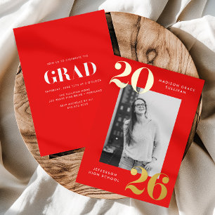 Bold Class of 2025 Red Photo Graduation