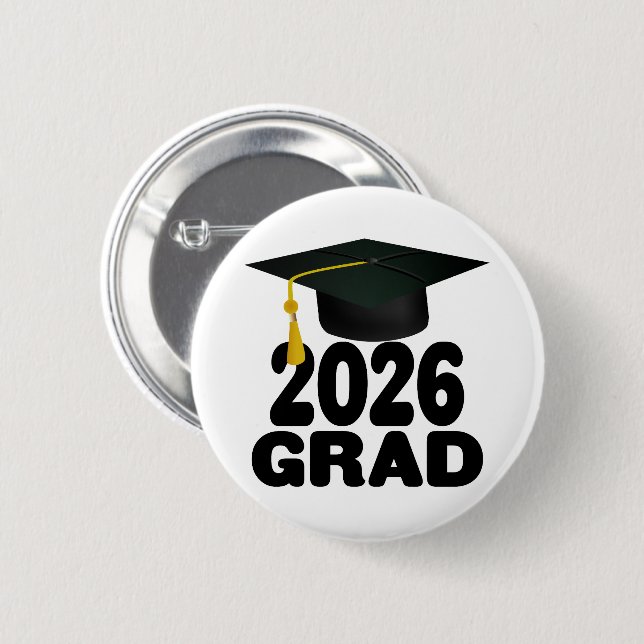 Bold Class of 2026 Graduation 6 Cm Round Badge (Front & Back)