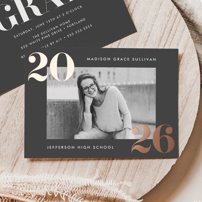Bold Class of 2026 Grey Photo Graduation (Creator Uploaded)