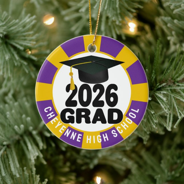 Bold Class of 2026 Photo Graduation Ceramic Tree Decoration (Tree)