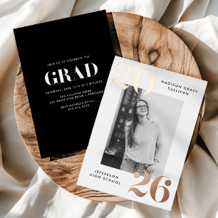 Bold Class of 2026 Rose Gold Photo Graduation