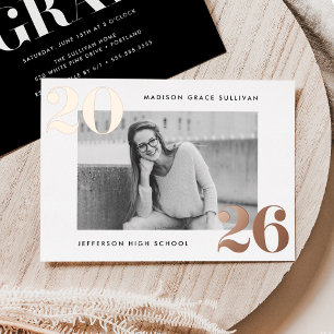 Bold Class of 2026 Rose Gold Photo Graduation