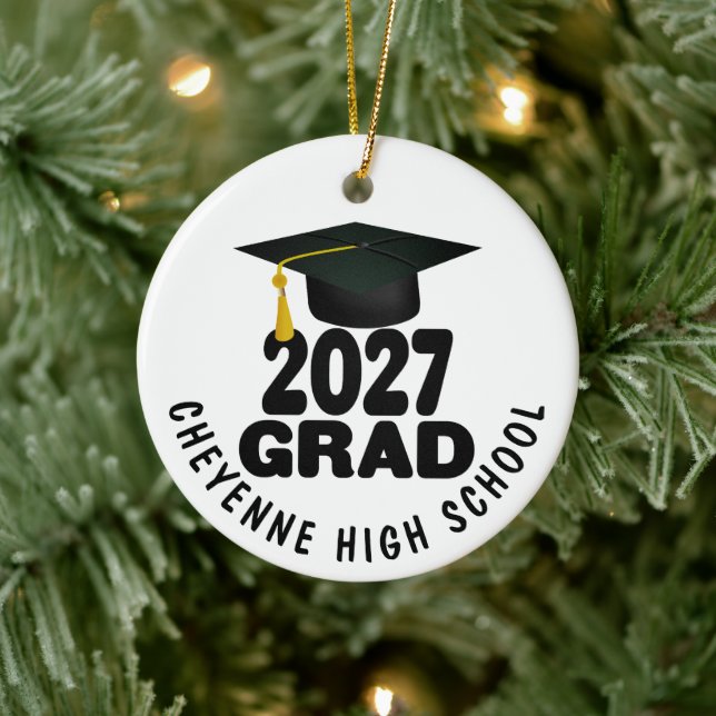 Bold Class of 2027 Photo Graduation Ceramic Tree Decoration (Tree)