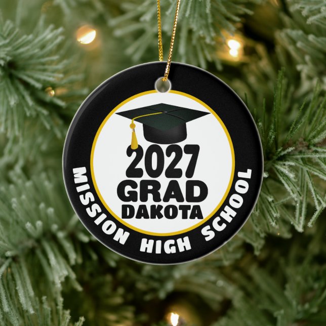 Bold Class of 2027 Photo Graduation Ceramic Tree Decoration (Tree)