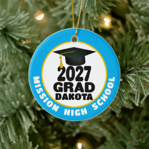 Bold Class of 2027 Photo Graduation Ceramic Tree Decoration