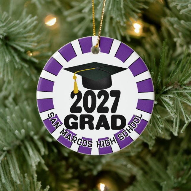 Bold Class of 2027 Photo Graduation Ceramic Tree Decoration (Tree)