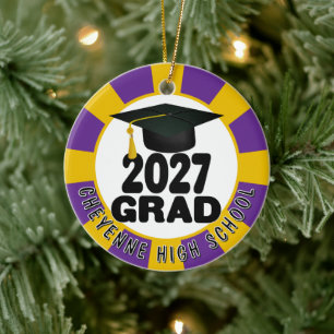 Bold Class of 2027 Photo Graduation Ceramic Tree Decoration