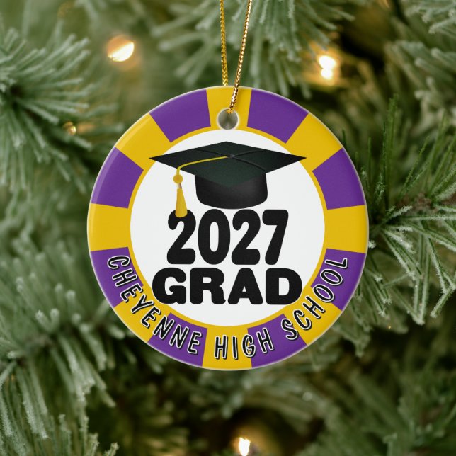 Bold Class of 2027 Photo Graduation Ceramic Tree Decoration (Tree)