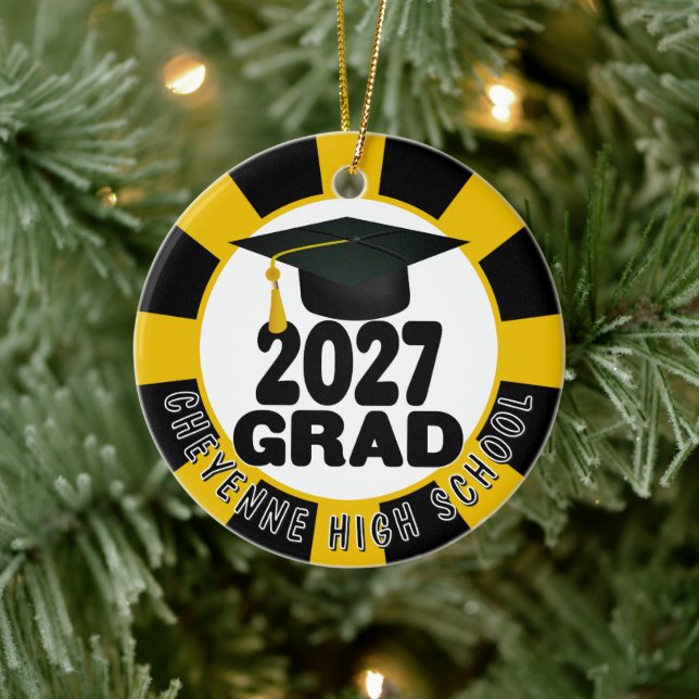 Bold Class of 2027 Photo Graduation Ceramic Tree Decoration (Tree)