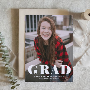 Bold Classic Typography Photo Graduation Invitation