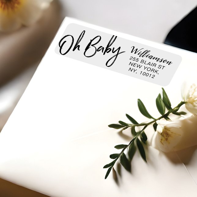 Bold Clean Modern Oh Baby Typographic Baby Shower (Bold Clean Modern Oh Baby Typographic Baby Shower Label)