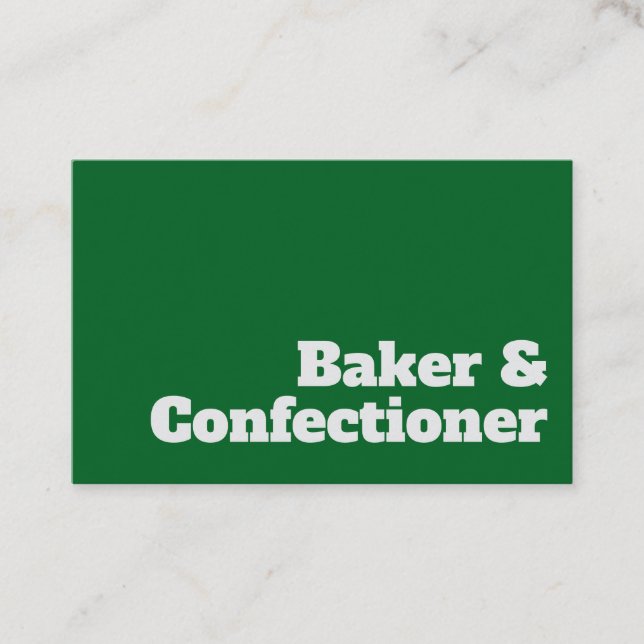 Bold & Clear Baker & Confectioner Design Business Card (Front)
