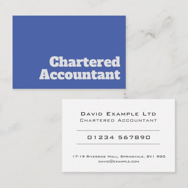 Bold & Clear Chartered Accountant Design Business Business Card (Front/Back)