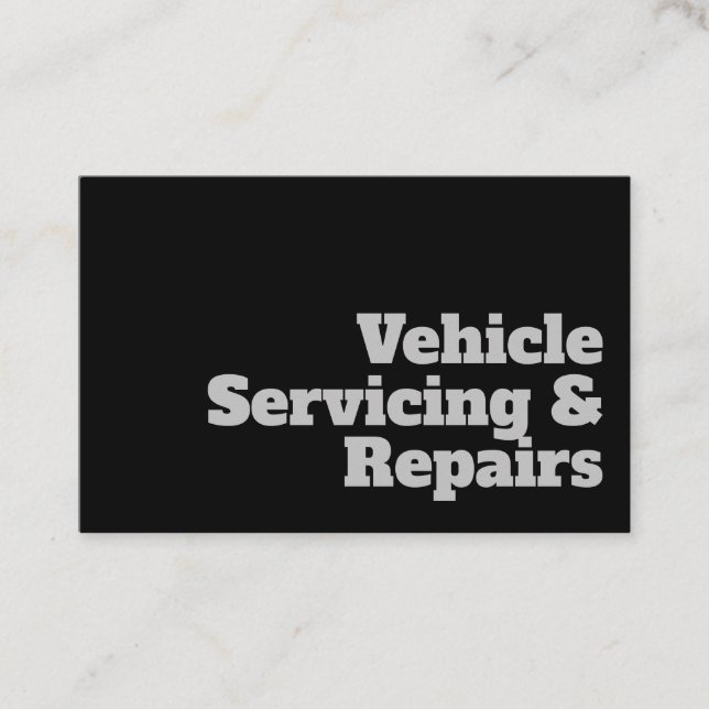 Bold & Clear Vehicle Servicing & Repairs Design Business Card (Front)