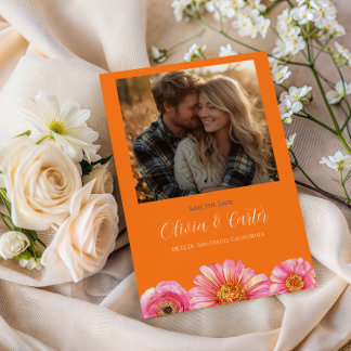 Bold Color Floral Photo Save the Date