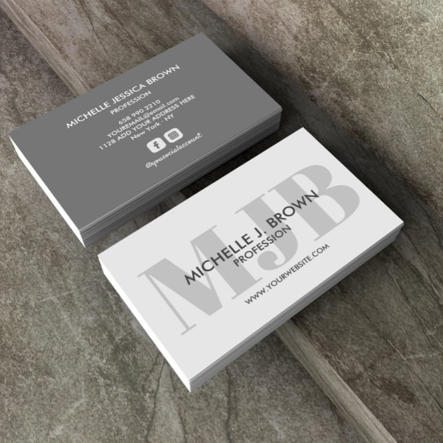 BOLD COLOR MONOGRAM PROFESSIONAL SOCIAL ACCOUNT BUSINESS CARD (Creator Uploaded)