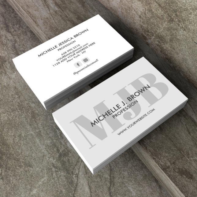 BOLD COLOR MONOGRAM PROFESSIONAL SOCIAL ACCOUNT BUSINESS CARD (Creator Uploaded)