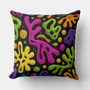Bold Colorful Abstract Organic Shapes Throw Pillow