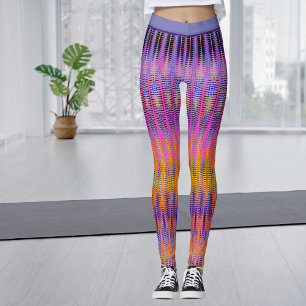 Bold colorful bohemian purple orange pattern leggings
