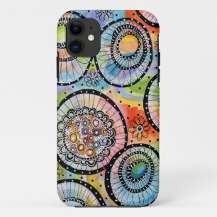 Bold Colorful Circle Doodle iPhone 11 Case