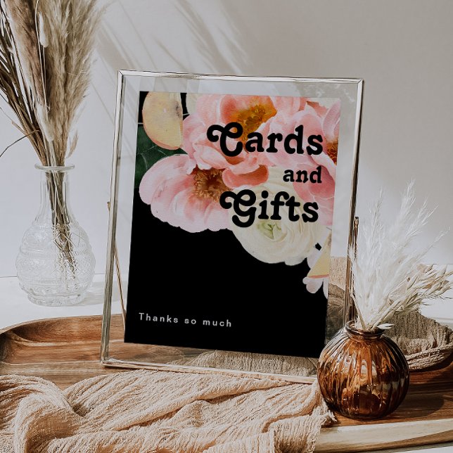 Bold Colorful Floral | Black Cards and Gifts Sign (Creator Uploaded)
