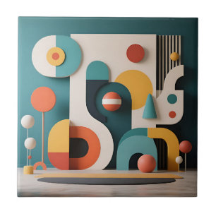 Bold Colorful Geometric Abstract Tile