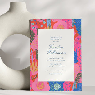 Bold Colorful Maximalist Floral Modern Baby Shower Invitation
