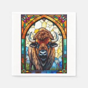 Bold Colors Bison Buffalo Cottagecore Rustic Print Napkin