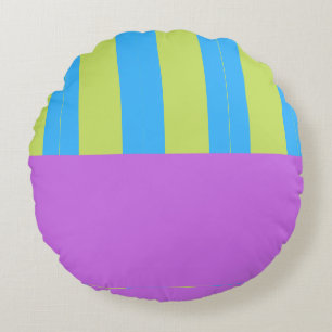 Bold Colour Blocks Green Blue Pink 4 Round Cushion