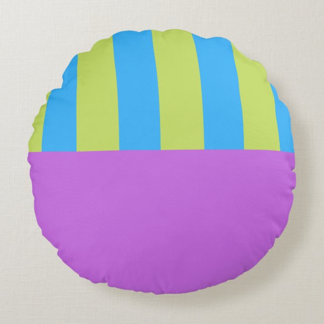Bold Colour Blocks Green Blue Pink 4 Round Cushion (Front)
