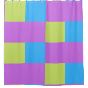 Bold Colour Blocks Green Blue Pink 4 Shower Curtain